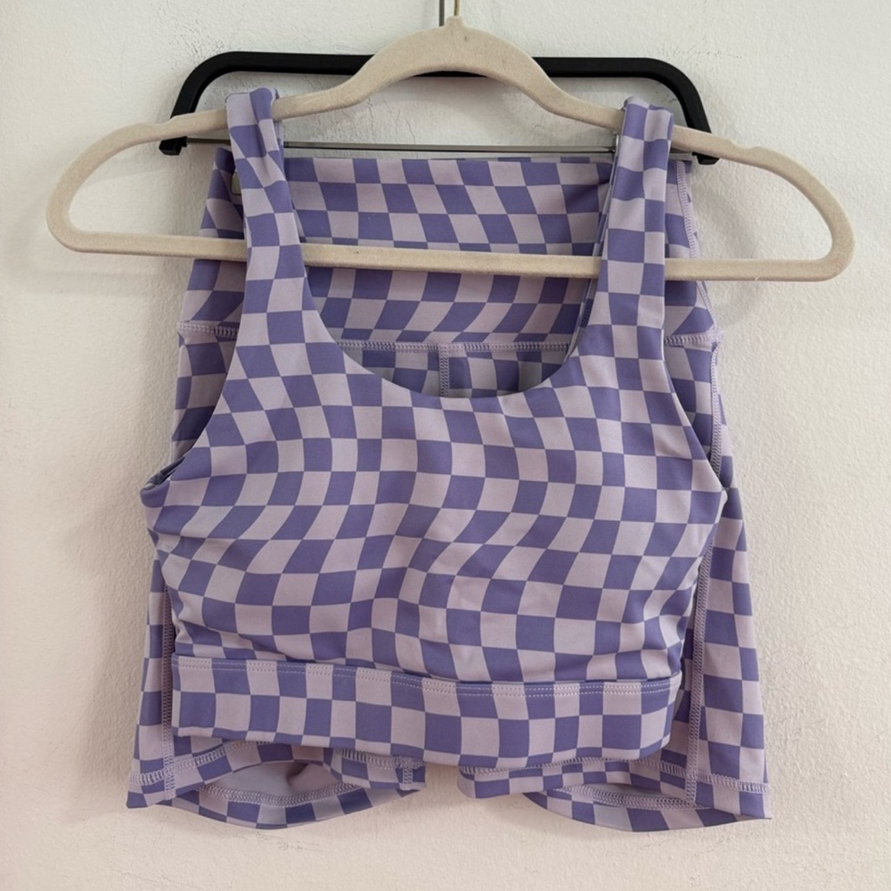 Purple Sleeveless Fitted Crop Top